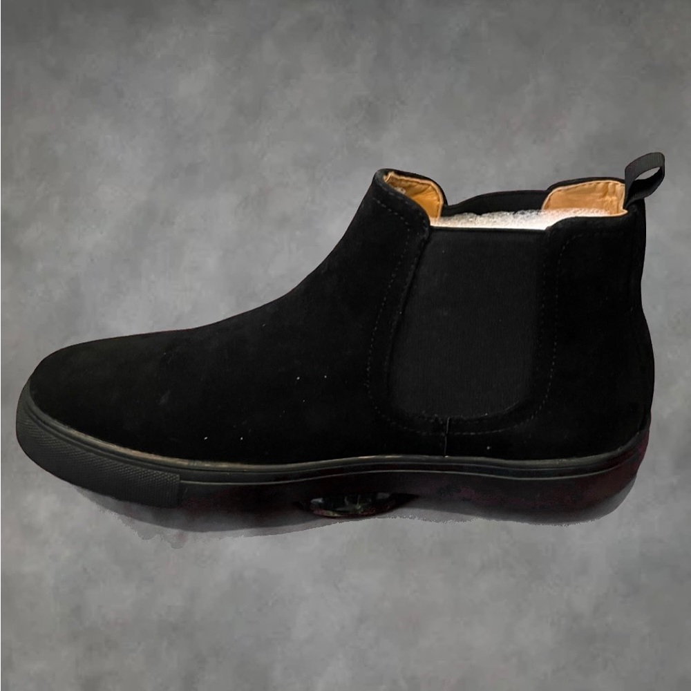 Jaxson Size 9, Black faux suede, Chelsea boots.